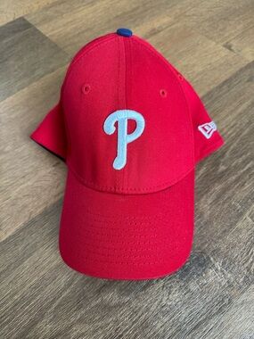 New Era Kids Red Phillies Cap with Blue Top Button